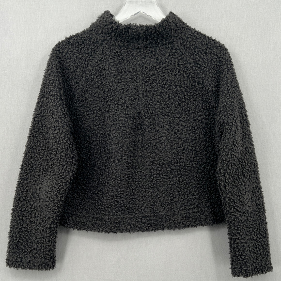 Ivy Jane Sweater Women M Gray Mock Neck Crop Flock Boucle Textured Pullover - Picture 7 of 11